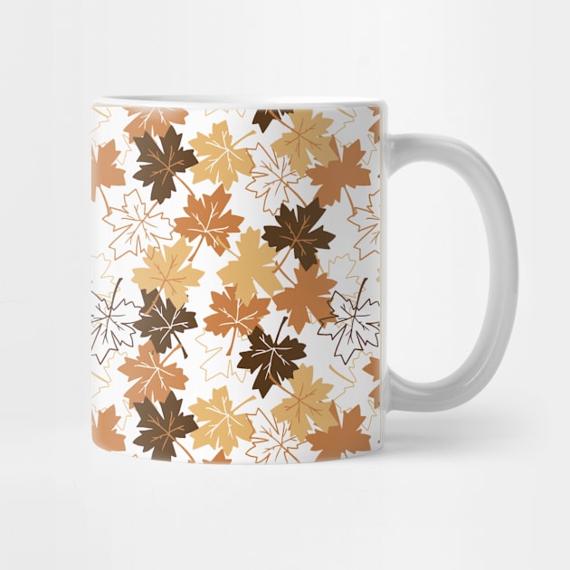 Golden and Brown Colors Autumn Leaves Pattern by FlinArt